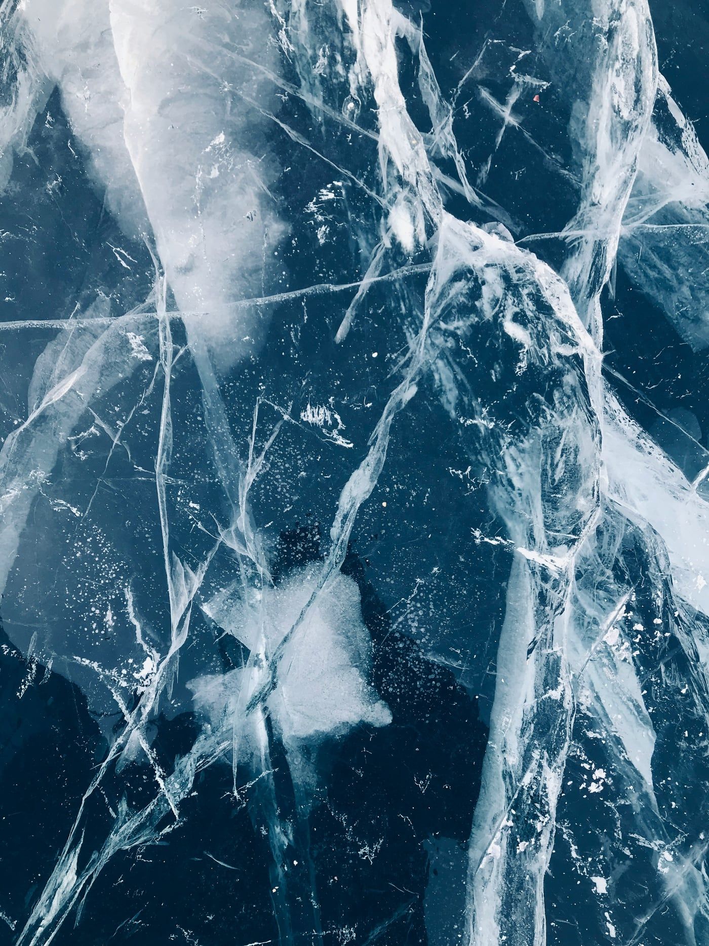 Fractured ice seen from above